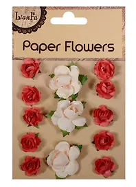 Набор для творчества, Цветы Paper Flower 3 больш.+10маленьк., (розовые/персиковые/оранжевые/красные)