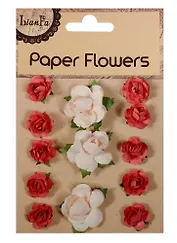 Набор для творчества, Цветы Paper Flower 3 больш.+10маленьк., (розовые/персиковые/оранжевые/красные)