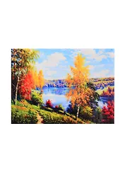 Алмазная мозаика Рус. Кол. Прищепа Осенний день (F4-016) (30x40см) (класс.) (квадр. стразы) (с подрамником) (полн. зап.) (32цв) (Рыжий Кот) (6+) (коробка)