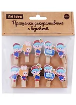 Прищепки декоративные с веревкой «Детки», 10 шт.