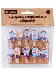 Прищепки декоративные с веревкой «Детки», 10 шт.