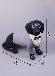 Фигурка полирезина Такса в костюме черно-белая (29x12x24) (44419)