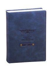 Ежедневник недат. А5 160л Airplane синий, иск.кожа, обл.поролон, декор.нашивка, ляссе