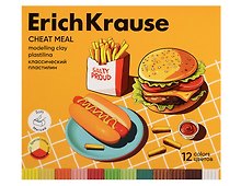 Пластилин «Cheat Meal», 12 цветов, 216 г, со стеком, Erich Krause