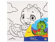Холст с красками 15х15 см. Дракончик и арбуз (арт. Х-8063)