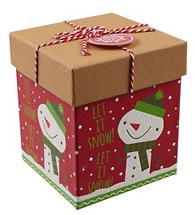 Коробка подарочная "Снеговик" 10*10*11,5см, Новый год, картон