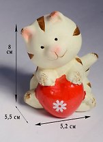 Котик с сердечком керамика (9 см) (872554)