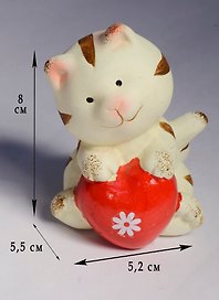 Котик с сердечком керамика (9 см) (872554)