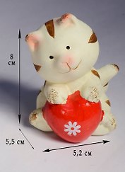 Котик с сердечком керамика (9 см) (872554)