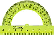 Транспортир 8 см, 180°, СТАММ, в ассортименте