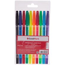 Набор шариковых ручек 10 цветов 0,7 мм, GoodMark