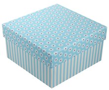 Коробка подарочная "Ромашки c полосками" голубая, 13*13*7.5см