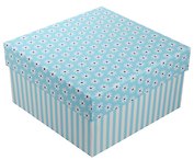 Коробка подарочная "Ромашки c полосками" голубая, 13*13*7.5см