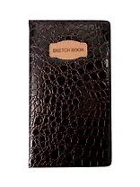 Скетчбук А5 80л "CROCO" коричневый, 140г/м2, слоновая кость, кожзам, резинка