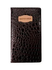 Скетчбук А5 80л "CROCO" коричневый, 140г/м2, слоновая кость, кожзам, резинка