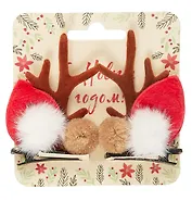 Заколки новогодние Рожки олененка с мехом (2шт) (текстиль) (12-06141-P7)