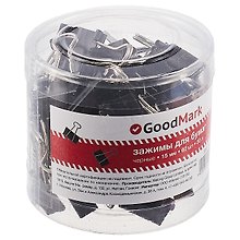 Зажимы для бумаг GoodMark, 15 мм, 60 штук, чёрные