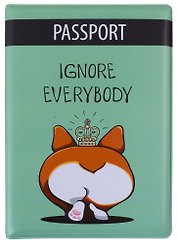 Обложка на паспорт «Корги с короной. Ignore everybody»