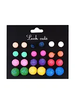 Бижутерия Пусеты в наборе, 12 пар Малинки №8   (упаковка)