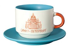 Набор чашка+блюдце "СПб. Исаакий", голубой