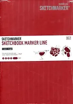 Скетчбук 17,6*25см 16л "SKETCHMARKER MARKER LINE", 160г/м2, мягк.обложка, цв.вишня