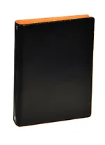 Тетрадь 160л кл. на кольцах, смен.блок, обл.кож.зам, 7бц, черный+оранжевый, Феникс