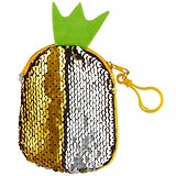 Кошелек с пайетками на молнии Ананас (12х8) (текстиль)