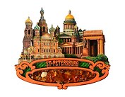 Магнит Цветной янтарь. Коллаж Спас-на-Крови и Казанский