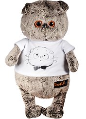 Мягкая игрушка Басик в футболке с принтом Мордочка Басика (25 см) (Ks25-057)