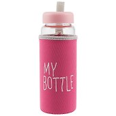 Бутылка в чехле My bottle/Май ботл розовая (стекло) (500мл) - 0