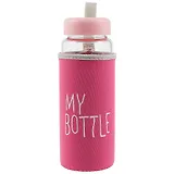 Бутылка в чехле My bottle/Май ботл розовая (стекло) (500мл)