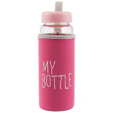 Бутылка в чехле My bottle/Май ботл розовая (стекло) (500мл)