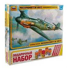 Сборная модель ЗВЕЗДА, Самолет, Немецкий истребитель Мессершмит BF-109 F2", 1:48"