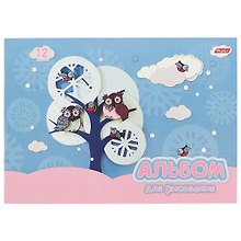 Альбом для рисования «Совушки» Hatber А4, 12 листов, в ассортименте