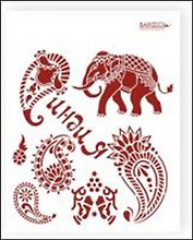 Трафарет пластиковый многоразовый Индия слон (20х25) (Л-060)