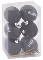 Набор елочных шаров С НГ, короч (черные) (6 шт) (6 см) (пластик) (7582555)