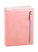 Ежедневник недат. А5 160л Шеврет розовый, кожзам, тв. переплет, с поролоном, карман на молнии, офсет, ляссе