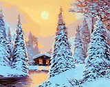 Холст с красками по номерам "Высокие ели", 30 х 40 см