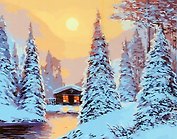 Холст с красками по номерам Высокие ели (30х40см) (Х-7567) (30цв) (6+) (коробка) (Рыжий кот)