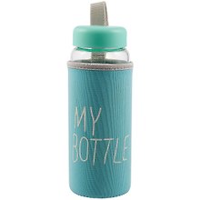 Бутылка в чехле My bottle/Май ботл голубая (стекло) (500мл)