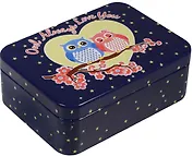 Шкатулка Совы темно-синяя (металл)