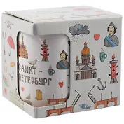 Кружка СПб "Санкт-Петербург. Символы города." (керамика) (330мл) (коробка)