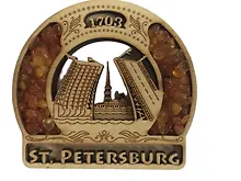 Магнит Мосты (янтарь дерево)