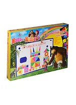 Магнитная доска с магнитами + конструктор (15515) (33х22см) (белая) (Маша и медведь) (коробка)