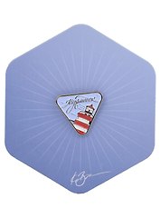 Значок голубой Маяк в треугольнике (Мурманск) (мур З-101а)
