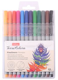 Ручки линеры 12цв "Terra Colora", блистер, Hatber