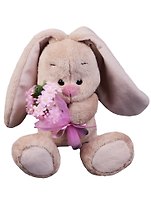 Игрушка мягкая Budi Basa, Зайка Ми с бледно-розовым букетом 15см SidX-185