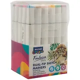 Маркеры для скетчинга 36цв Fantasia Main colors на спиртовой основе, пулевидный/клиновидный наконечники 2,5-6,2мм, Mazari