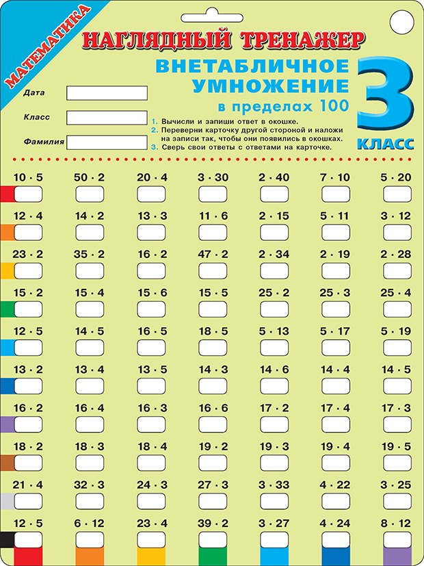

Математика. 3 класс. Наглядный тренажер. Внетабличное умножение в пределах 100