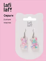 Сережки Мармеладные мишки прозрачные с цветными бусинками (2шт) (пластик) (12-48782-202405-AC7) (Lafilaf)